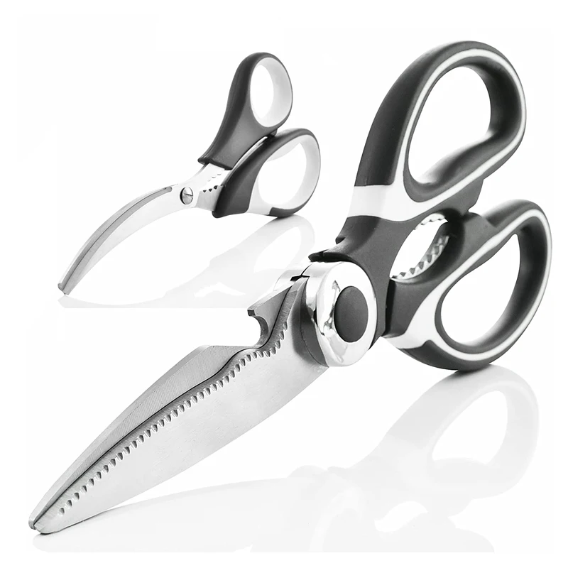 Professional multifunction kitchen shears scissors black color cut bone kitchen scissor