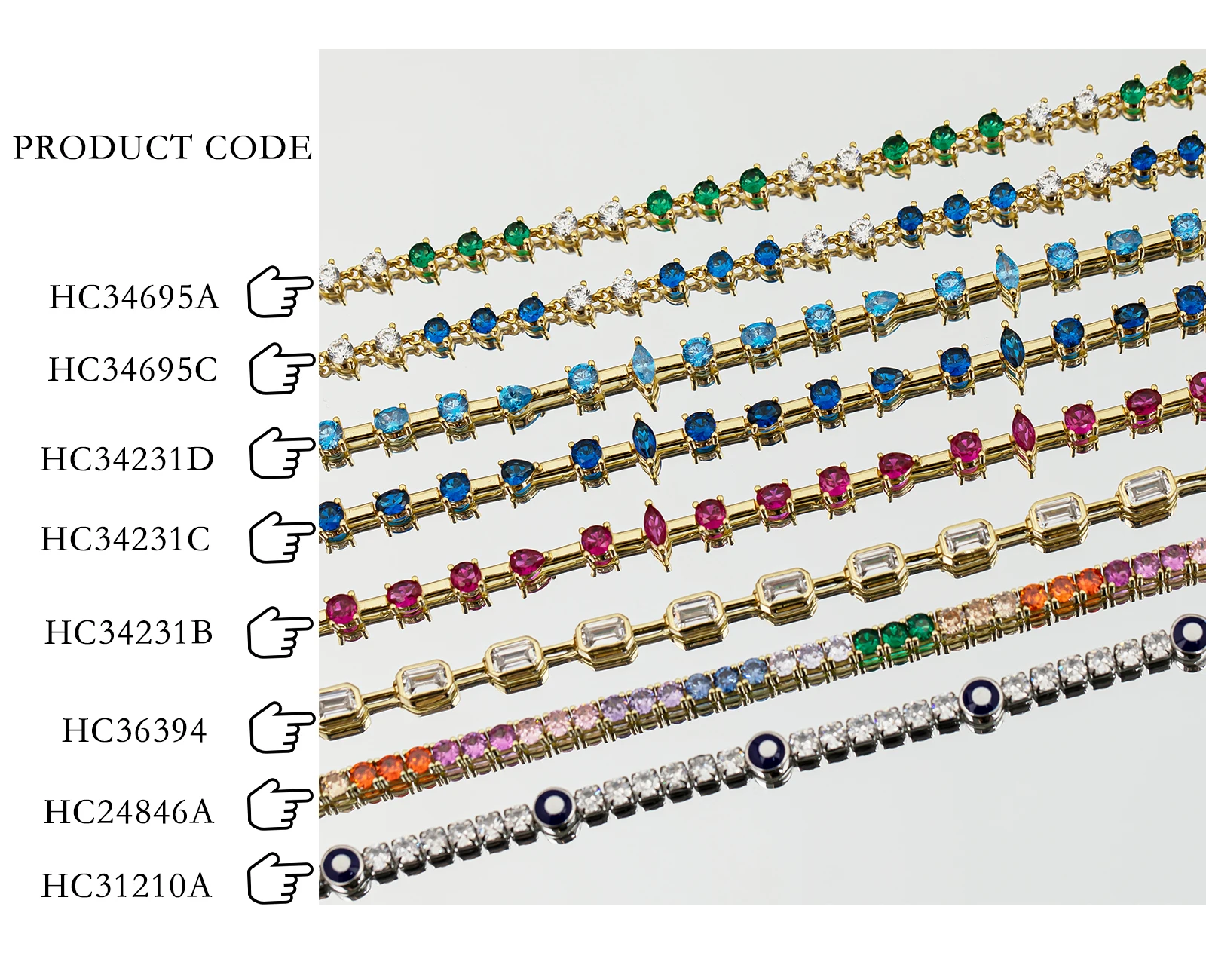 925 Sterling Silver 14K Gold Plated Women Jewelry Tennis Aquamarine Ruby Sapphire Color Gemstone Zircon Bracelet