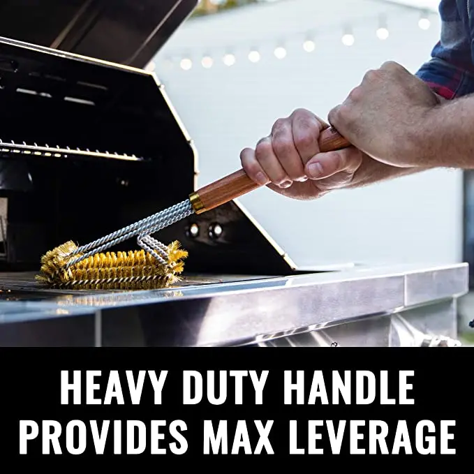 BBQ Grill Brush BBQ Cleaning Brush Grill Clean Brush Grill Cleaning Scraper Wood Handle