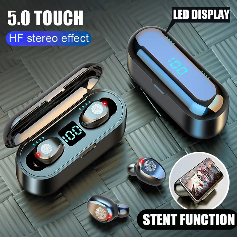 2022 New Arrival 5.0 F9 Earphone Headphone For All Type Phones Auto Connect Earphone Wireless