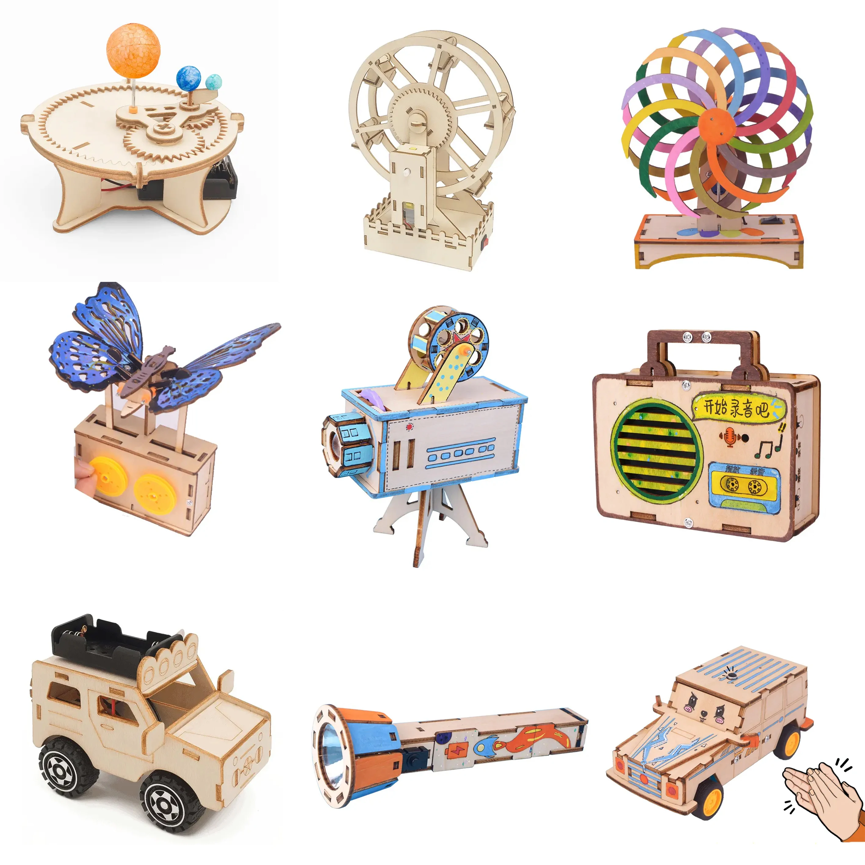 DIY stem toys 3D Laser cutting wooden 3D puzzles science engineering toys science toys for kids