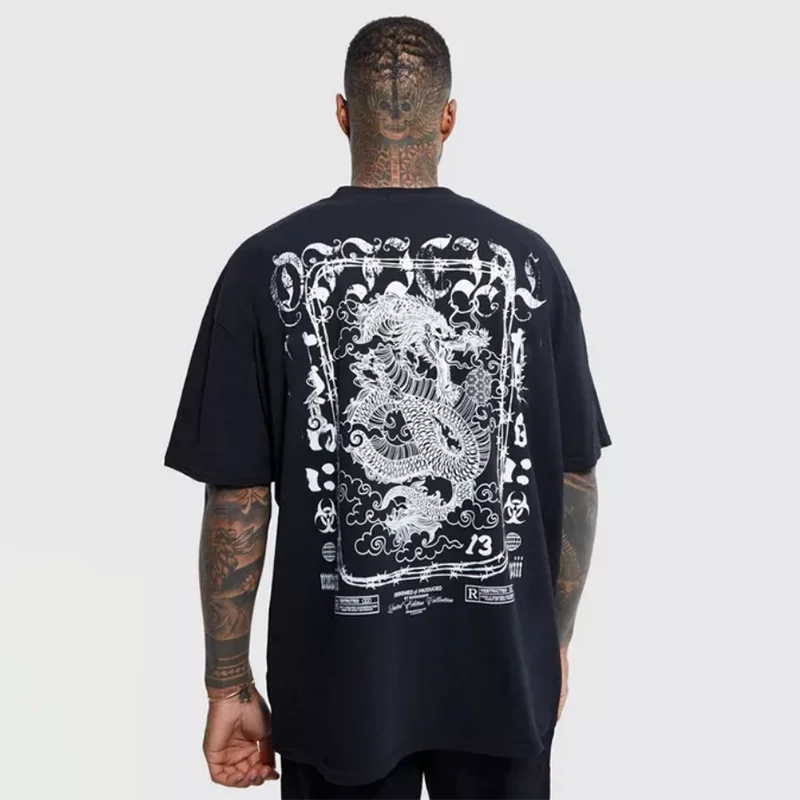 wholesale over sized t shirt men hip hop t-shirt drop shoulder pro club heavyweight t shirt