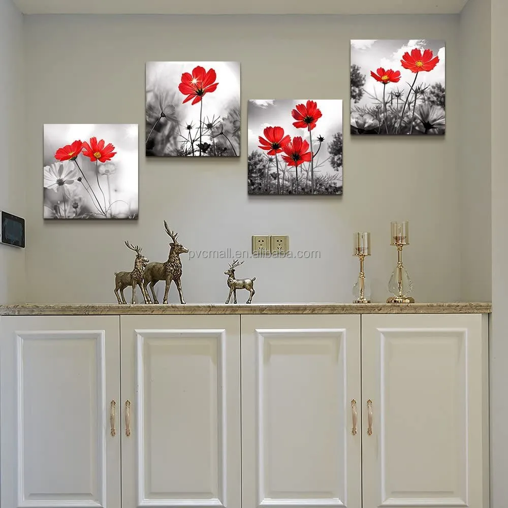 Nordic style modern living room picture abstract red flower wall picture home decoration canvas art print wall art painting