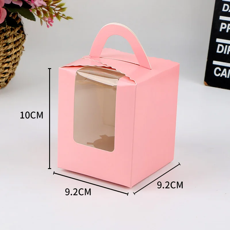 Multi-color Professional food grade Small Cake Tall Cupcake Paper Packaging Gift Box With PVC Clear Window