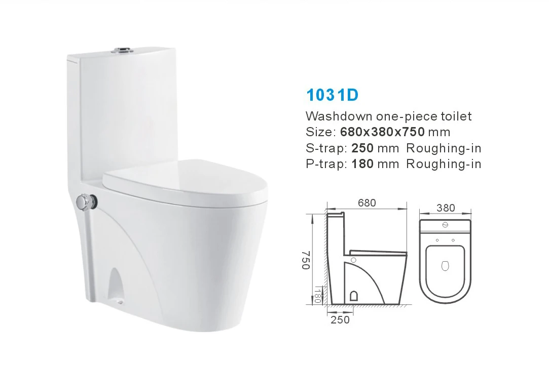 Sanitary Ware Water Saving Eastern Style Siphonic Ceramic One Piece Toilet Bowl
