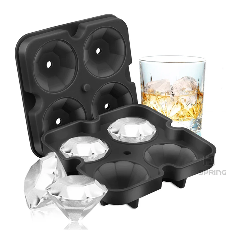 4 Cavity Diamond Shape 3D Ice Cube Mold Maker