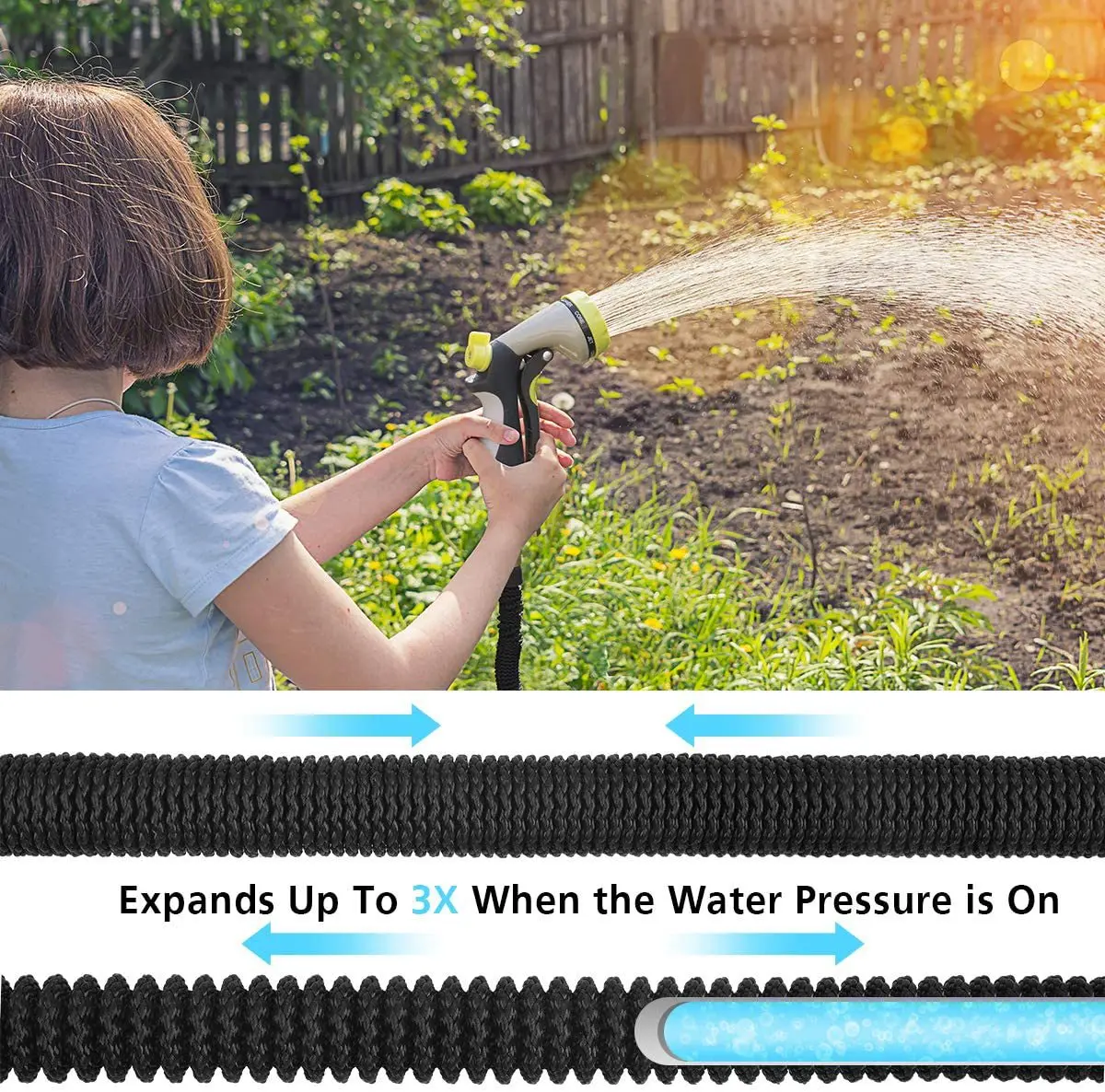 Wash Flowers Telescopic Water Hose Gun Set Factory Promotion Customized Pipe for Car  Garden Hose Zinc Alloy Nozzle Elastic