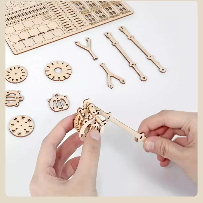 Custom Adult Children 3D DIY Jigsaw Game Assembly Model Educational Toy Ferris Wheel 3D Wooden Puzzle Wood Craft