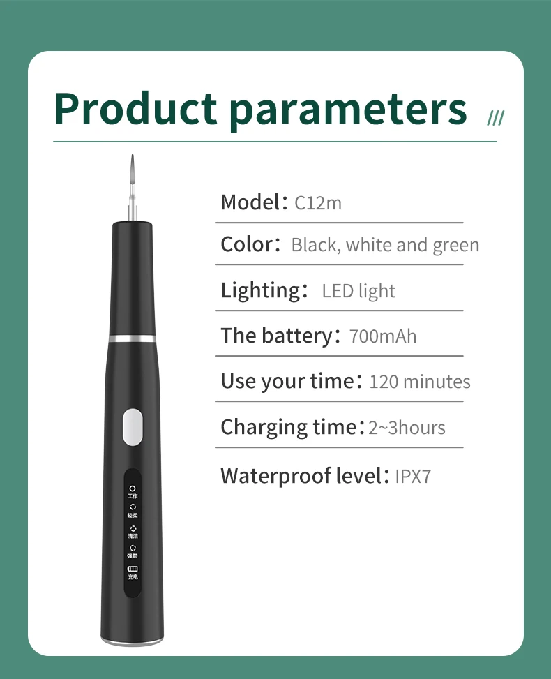 Household Electric Visible Ultrasonic Dental Scaler Portable Mini Clean And Whitening Scaler