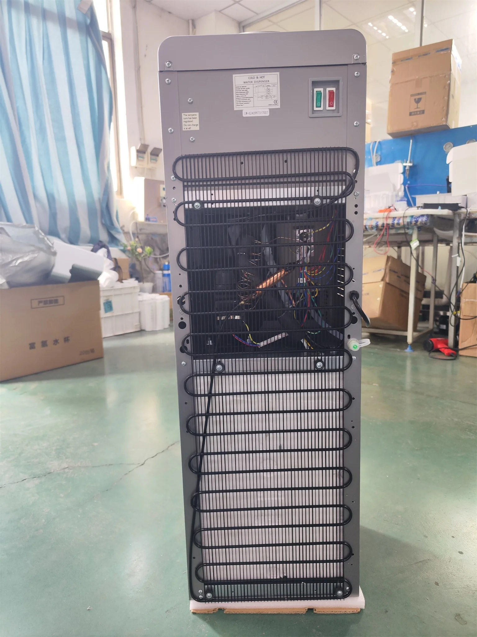 Floor Free Standing hot,normal,cold water cooler and dispenser machine with refrigerator cabinet for home,office,shops