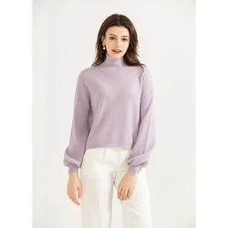 High Quality RWS GOTS GRS Cashmere Jumper Knitted Sweaters Turtleneck Long Sleeve Pullover Knit Sweater Women
