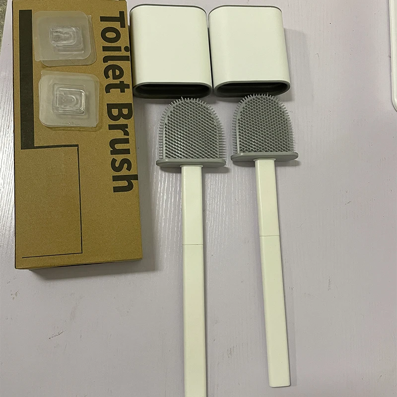 Sanga Freestanding Wall Mount Silicone Toilet Bowl Brush And Holder Set With Slim Holder For Bathroom