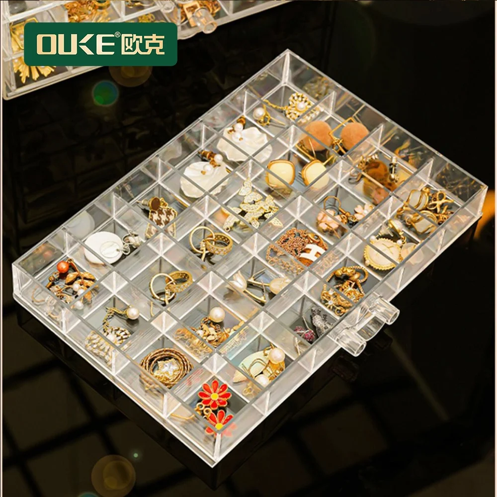 5-layer multifunctional acrylic jewelry storage box large capacity earring compartment display holder