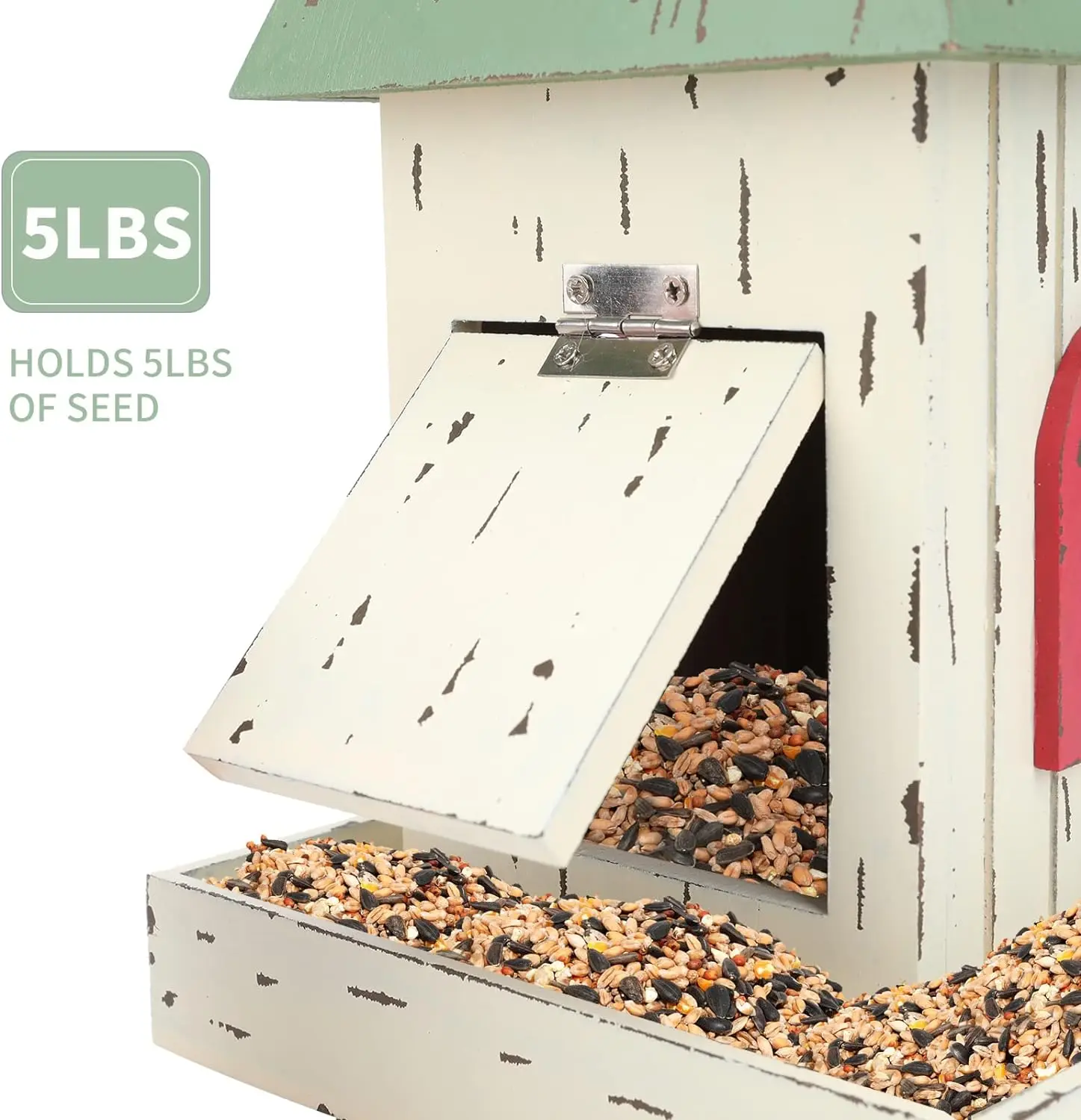 Village Wooden Cottage Bird House Feeder, Hanging Birdfeeder with Landing Trays,Wood Wild Bird House Feeder Garden Decor