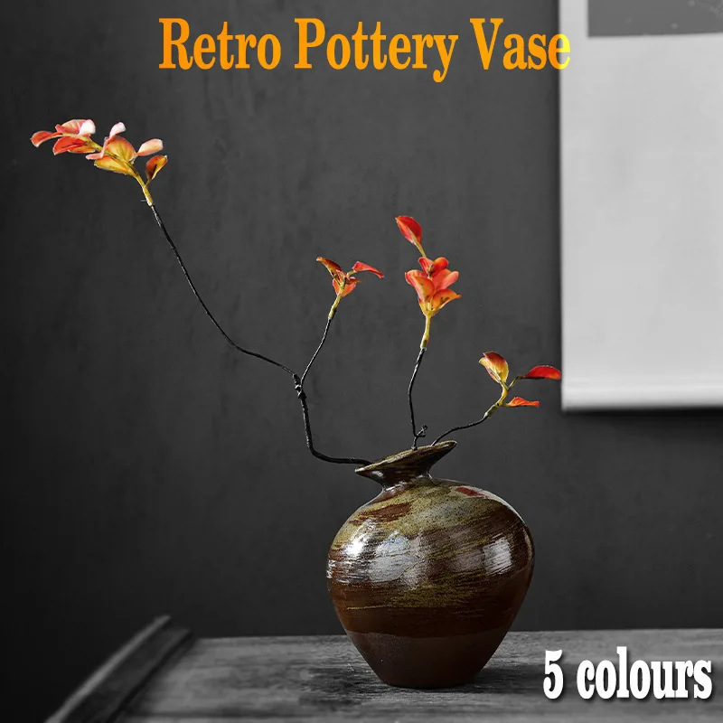 Japanese Style Handmade Antique Jar Vase Classic Hand Painting Zen Pottery Display Vases for Decoration
