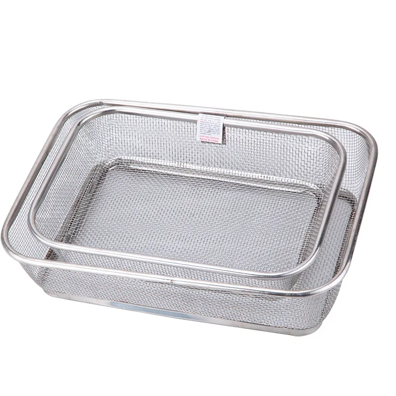 Wholesale High Quality 2pcs Fruit Drain Wire Mesh Basket 2 Layer Stainless Steel