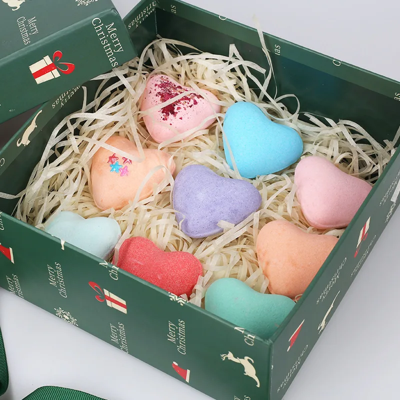 Adult Organic Vegan Rainbow Mini Heart Set Bubble Bath Bombs with Toys Inside
