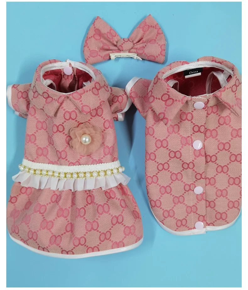 Manufacturers direct pet supplies trend brand bulldog fat big clothes lovers dog dress and shirt pink