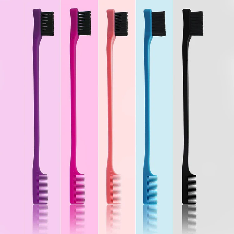 Wholesale Custom Private Label Cepillo 3 In 1 Edge Hair Control Brush And Comb Double Eyebrow Baby Hair Edge Brush