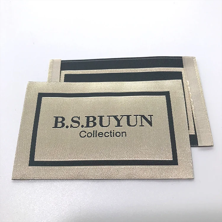 
High Density Custom Luxury Necktag Premium Glossy Shiny Thread Neck Tag Woven Label For Coats 