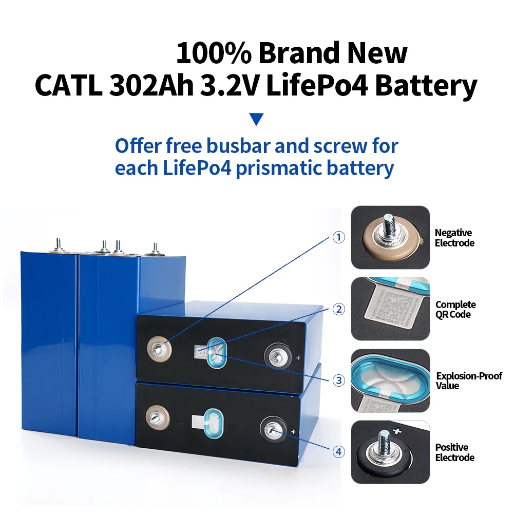 CATL 3.2v 300ah 302ah 310ah 320ah rechargeable batteries battery prismatic LiFePO4 battery cell for solar energy storage system