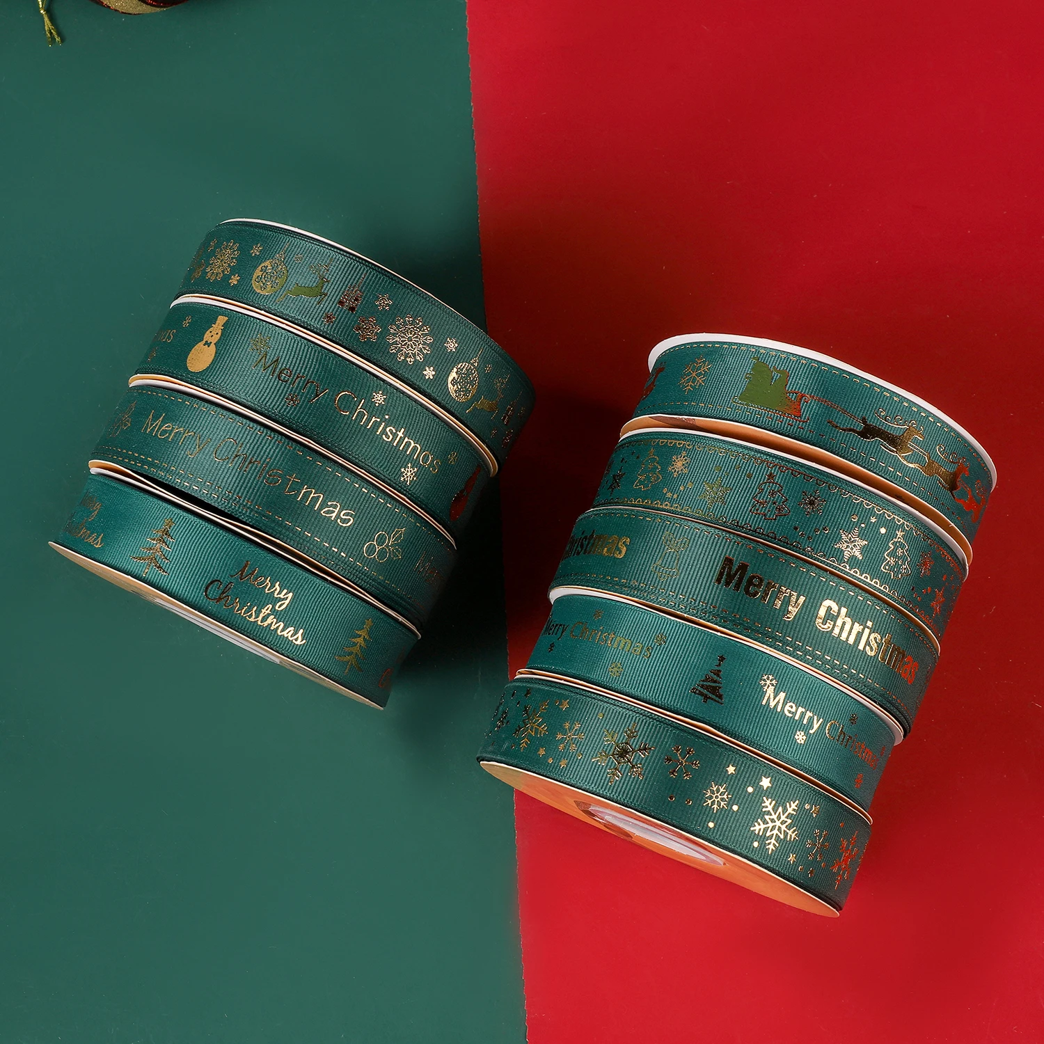 Customized wholesale Christmas ribbon ribbed letter printing ribbon flower materials gift packaging Christmas ribbon