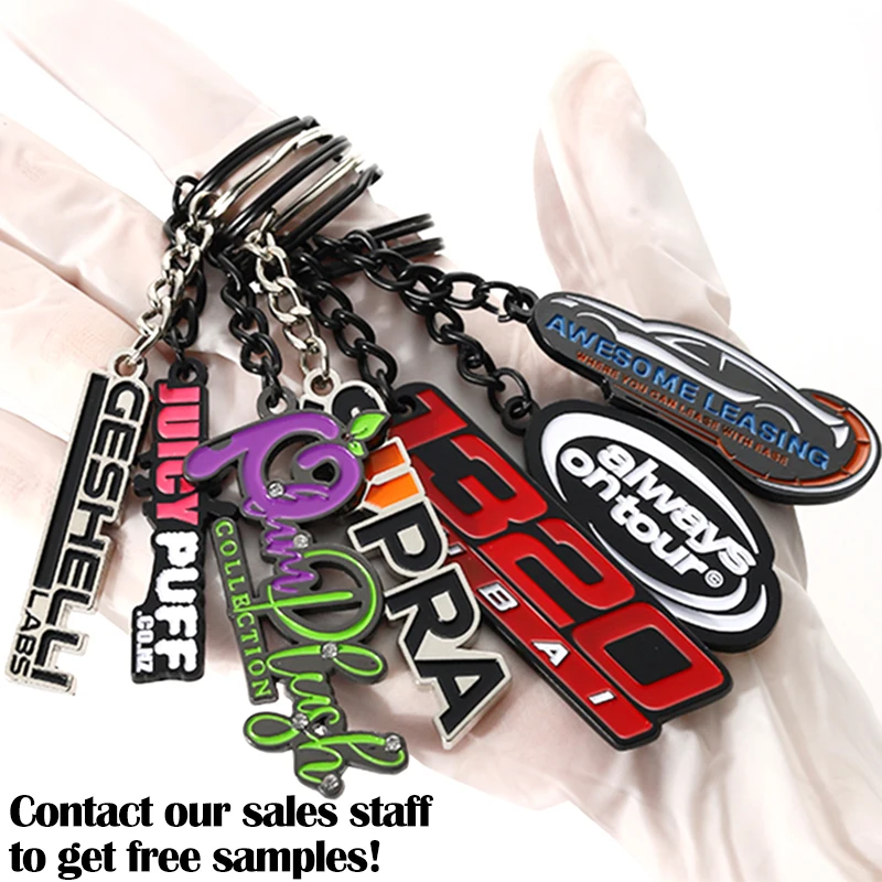 Personalizados Zinc Alloy Iron Keychain Custom Metal 3D Commercial Brand Logo Silver Soft Enamel Key Rings