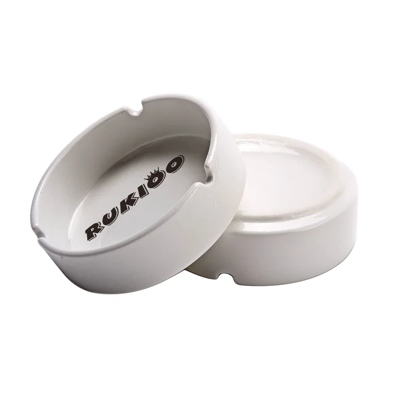 Rukioo Wholesale Round Ceramic Ashtray Smoking Accessories Ceramic Smokeless Ashtray Custom