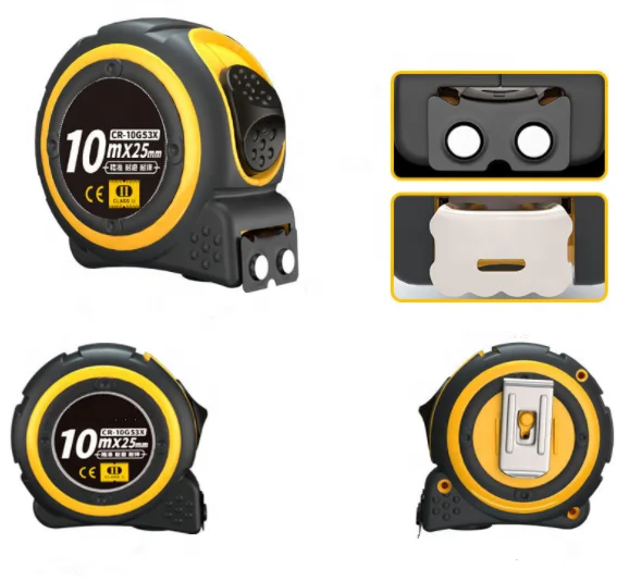 Best sell wear resistance customized measuring tool rubber coated magnetic hook auto-lock tape measure