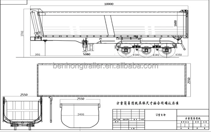Heavy Duty Dump Semi Trailer 50/60 tons Truck Trailer Tandem Hydraulic Tipping Box Tipper Trailer For Sale