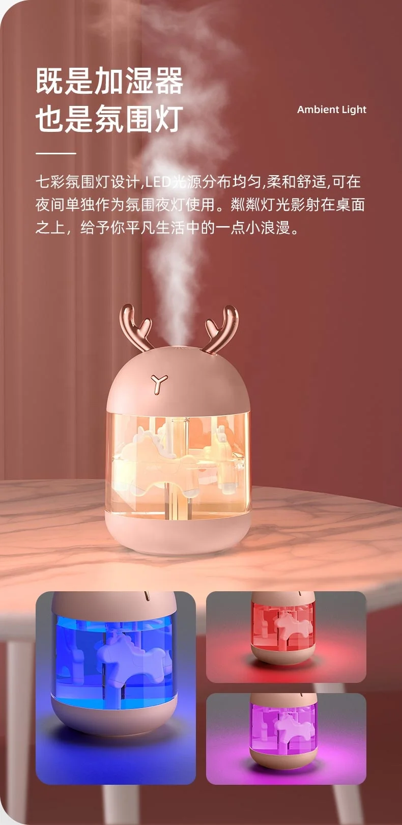 Новый модный настольный мини USB Многофункциональный Автомобильный увлажнитель воздуха с холодным отпариванием, бесшумный офисный увлажнитель