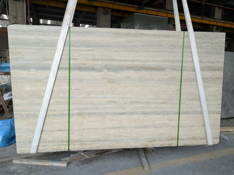 Modern Design Honed Light Blue Travertine Marble Stone Slab For Bathroom Wall Cladding Tiles