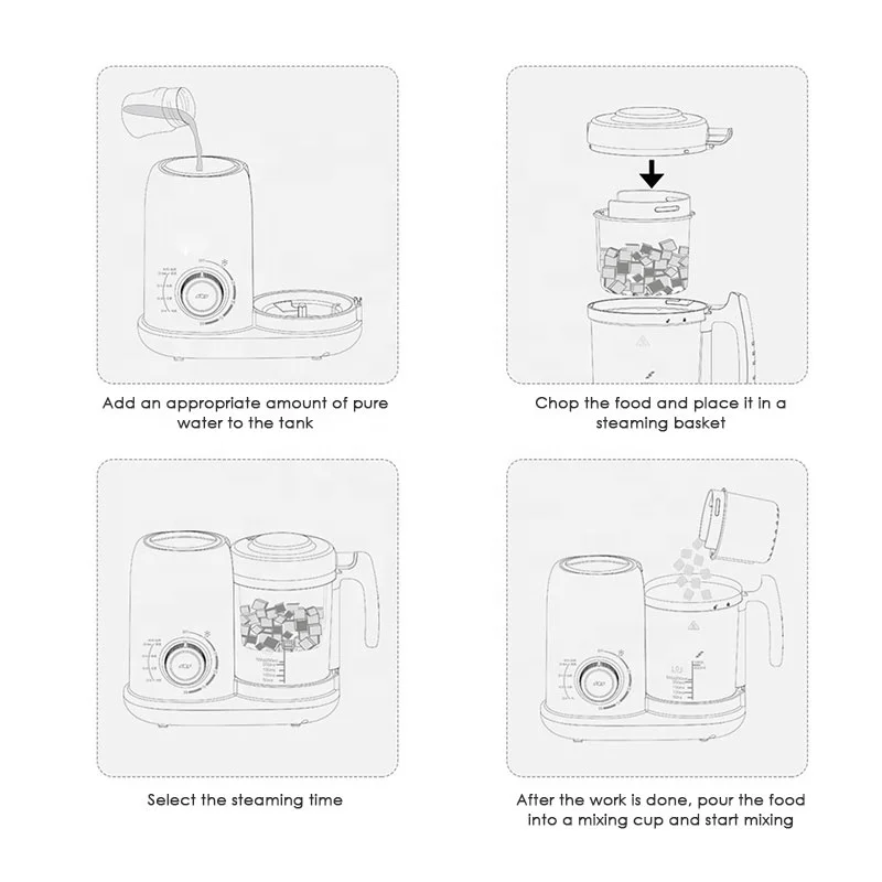 4-IN-1 Baby Food Processors and Steamer Multifunction Baby Food Maker Fruit & Vegetable Puree Mixer Blander Machine