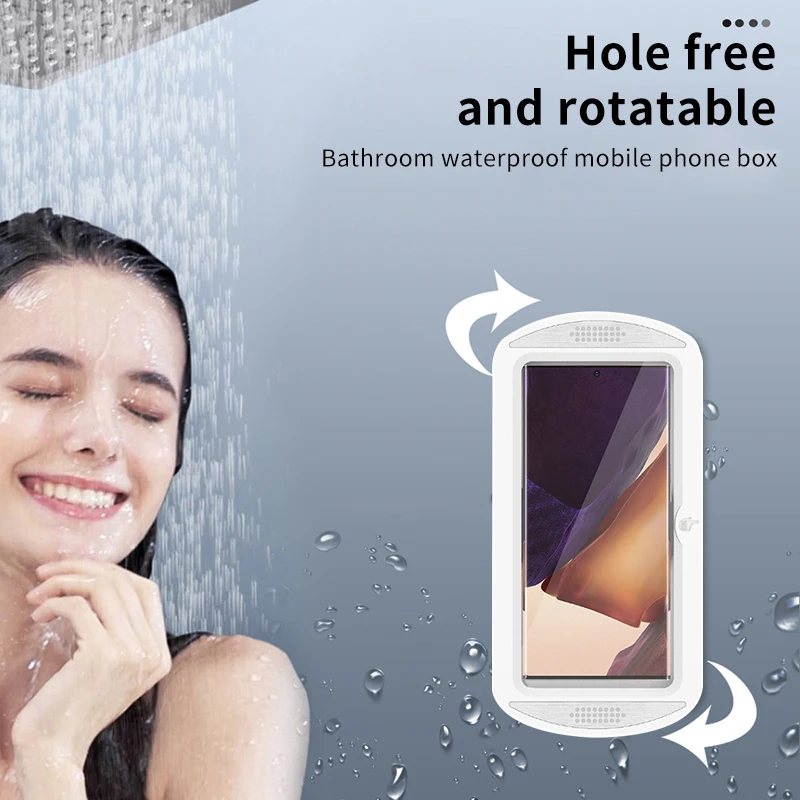 Hot Sale Radiating 360 Waterproof Wall Mounted Case Anti Fog Bathroom Sensitive Touchscreen Mobile Shower Phone Holder