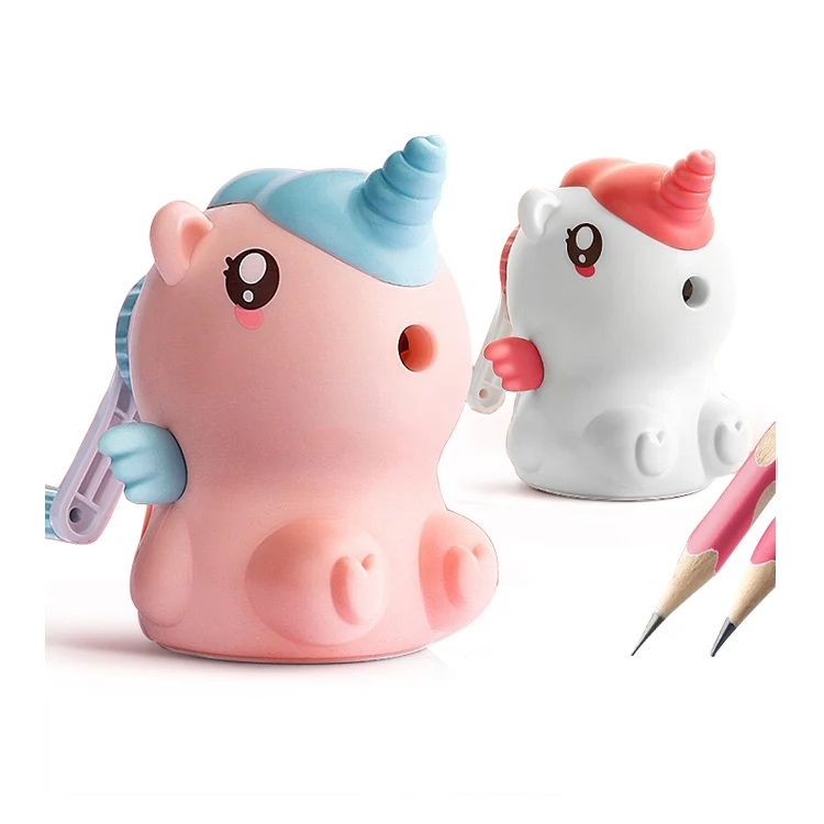 Good Quality White Pink Unicorn School Supplies Pencils Sharpener for Kids