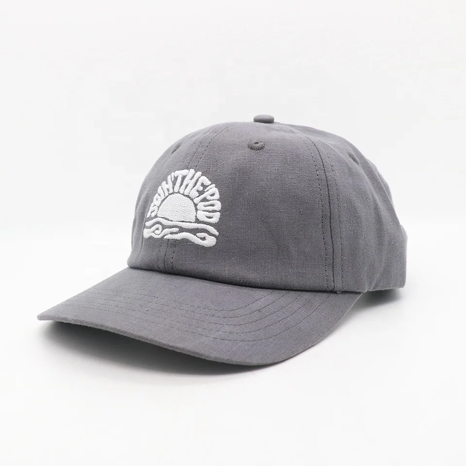 Sustainable Eco Friendly Hemp 6 Panel Embroidered Unstructured Pre-Curved Brim Low Profile Vintage Sports Baseball Caps Dad Hats