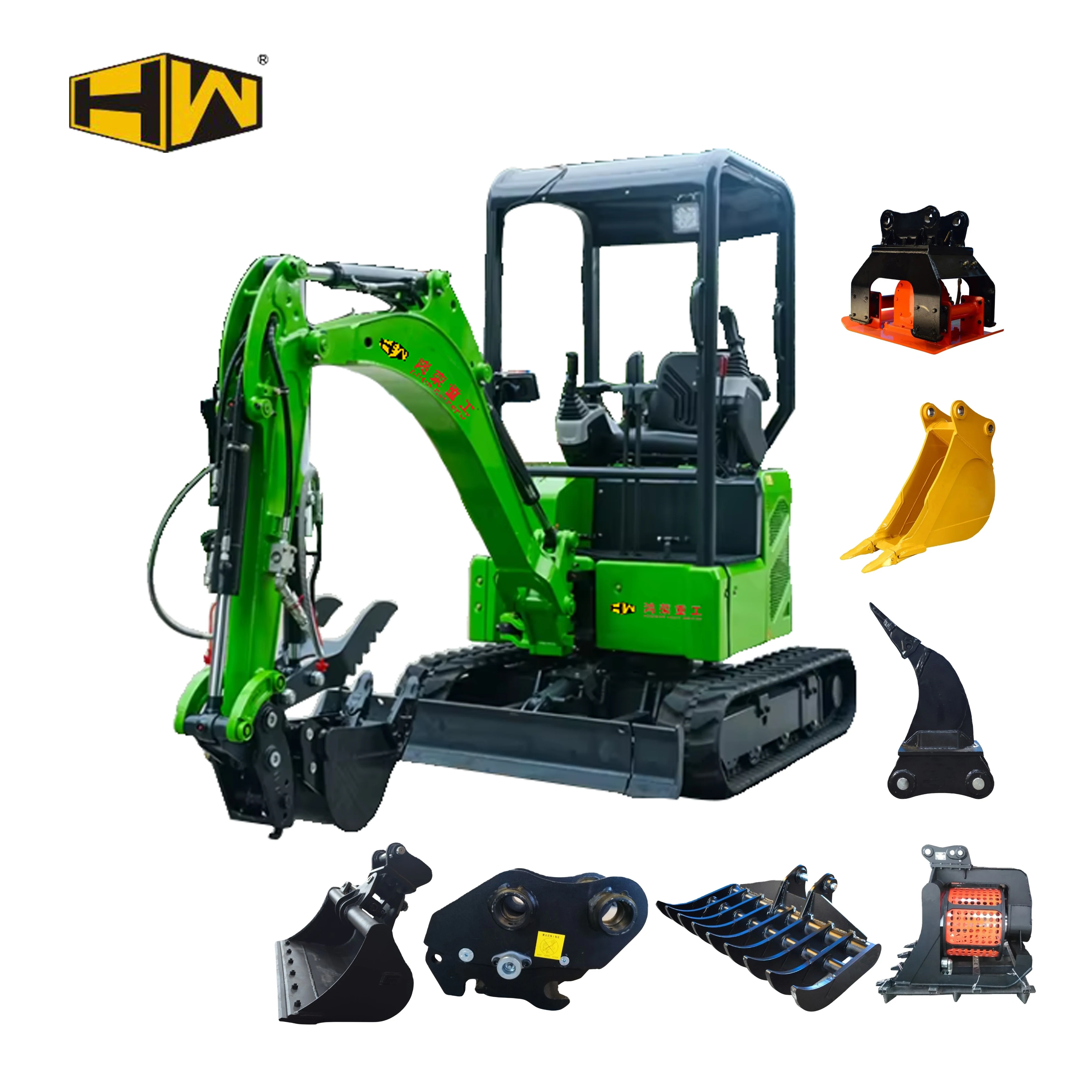 HW Earthmoving Machinery Mini Crawler Tracks Excavator Micro Excavator 1.5 Ton Tractor Excavator Agt Industrial