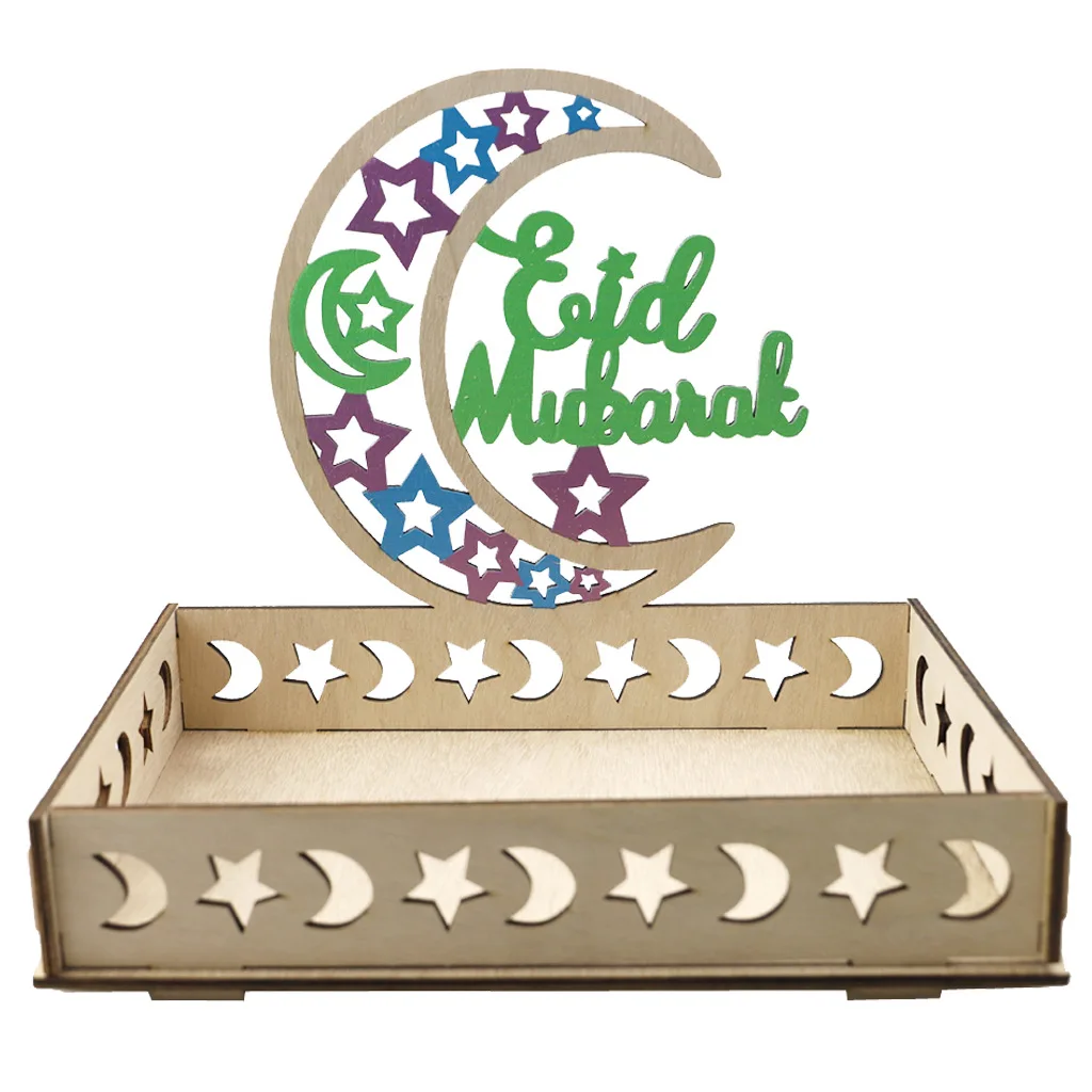 Деревянный сервировочный поднос EID Mubarak Рамадан мусульманское украшение для вечеринки