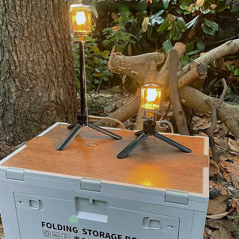 New Arrival Spot Goods Portable Glass Chimney Camping Gas Lamp Lantern with Tripod Stand and Extent Pole for Outdoor