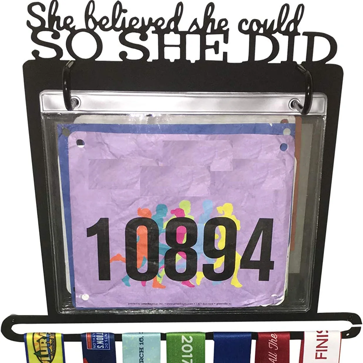 Spot  soshedid metal black Race number plate medal display Hanging race medal display stand