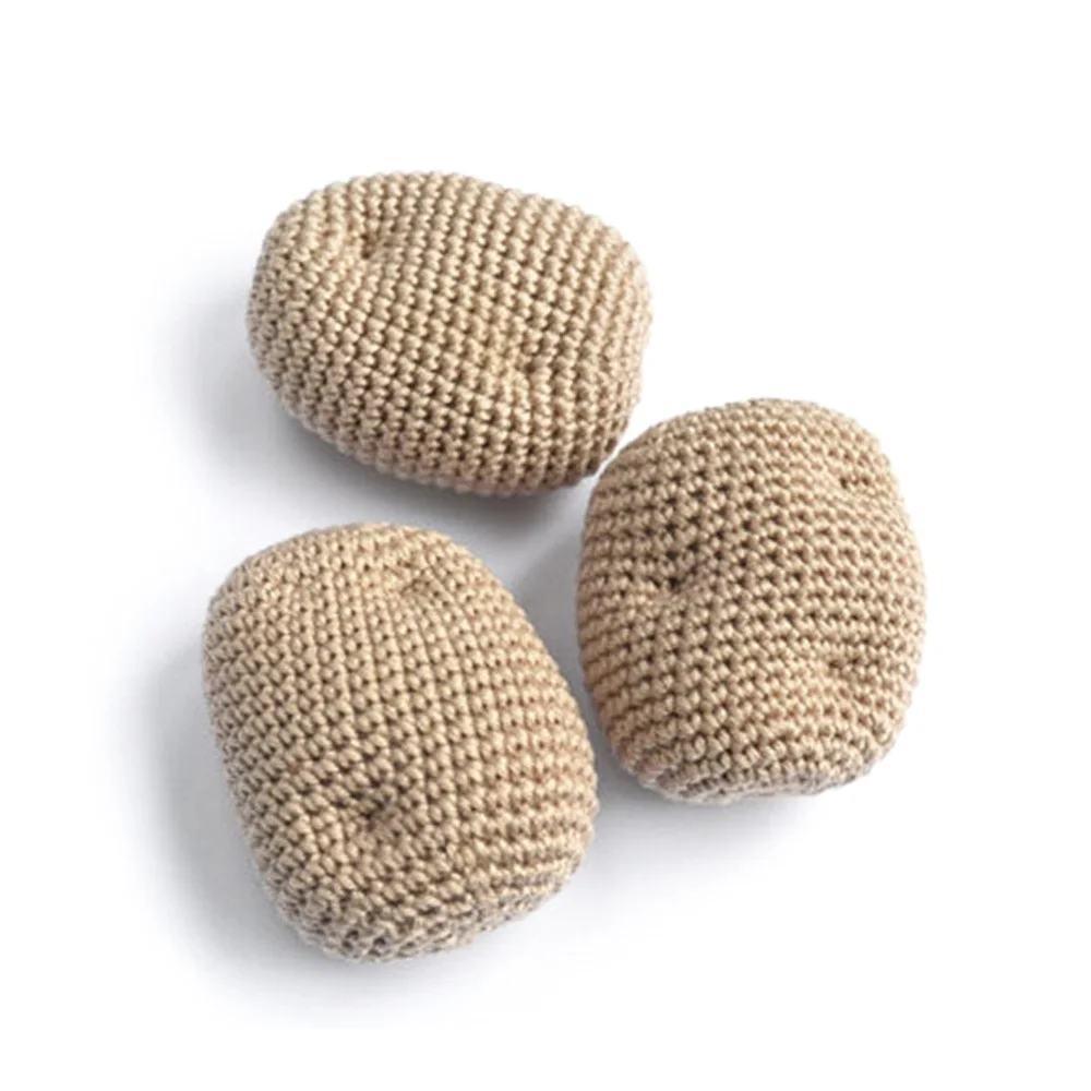 Multi colors small mushroom handmade crochet rattle toy for baby OEM custom cute crochet fruit