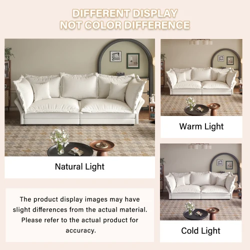 Modern comfortable beige soft sofa cloud sofa, convertible deep seat recliner is suitable for living room, apartment and office.