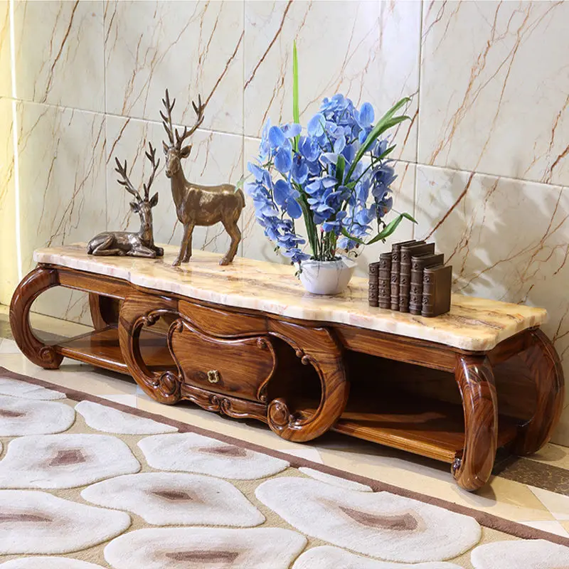 European style african ebony wood antique coffee table furniture wooden coffee table marble coffee table TV cabinet