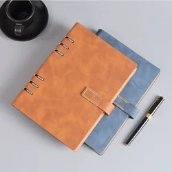 Leather Notebook ,A5 Business Planner,Custom Printing Logo Hardcover Leather 6 Ring Binder Journal Notebook