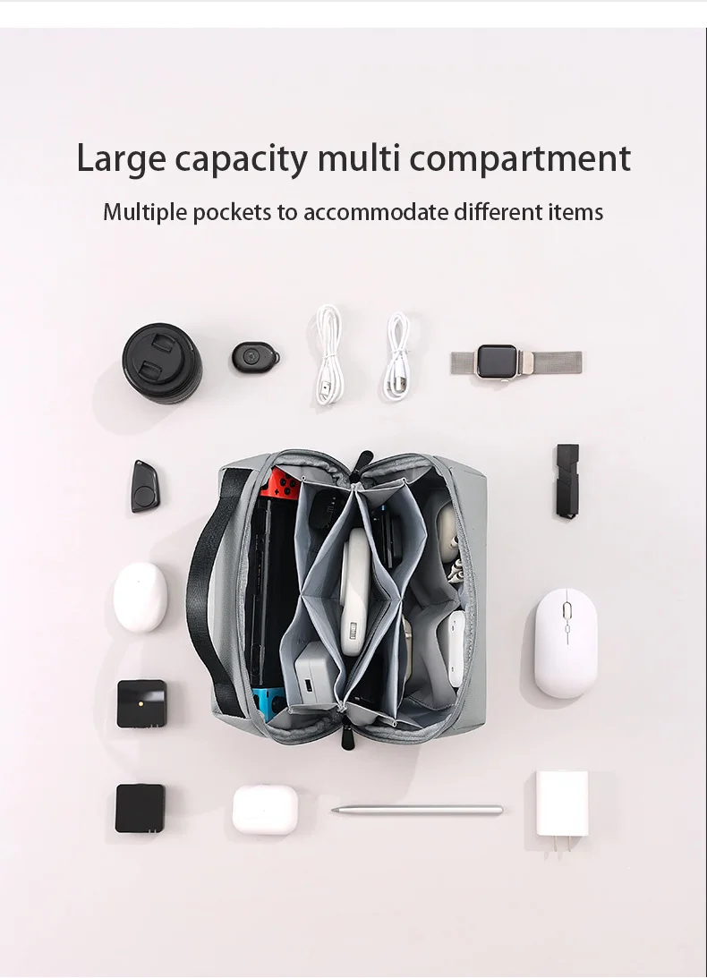 Data cable storage bag, travel power bank earphone storage box, cosmetics compartment storage digital bag