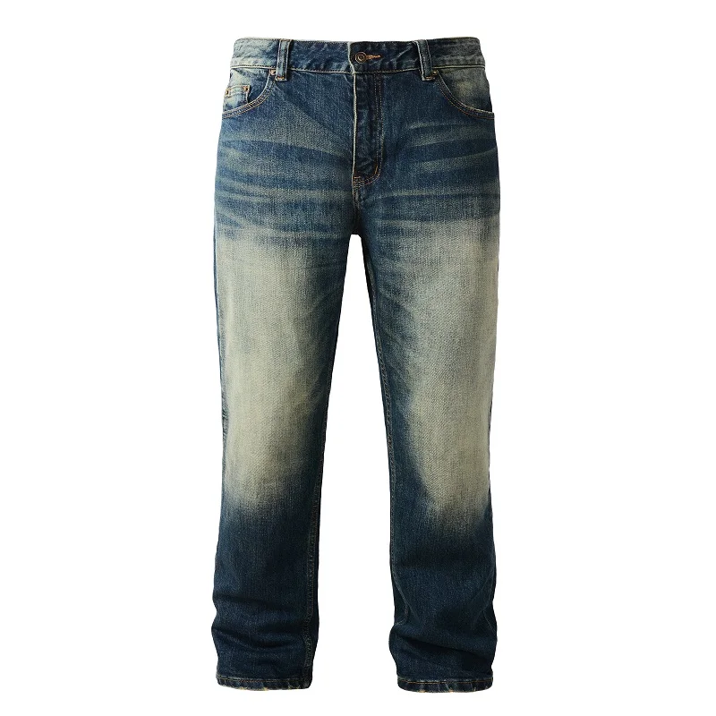 Wholesale Outdoor Custom Printed Soft Jeans For Men Straight Hip Hop Distressed Jeans Branded Full Fanky Wide Leg Jeans