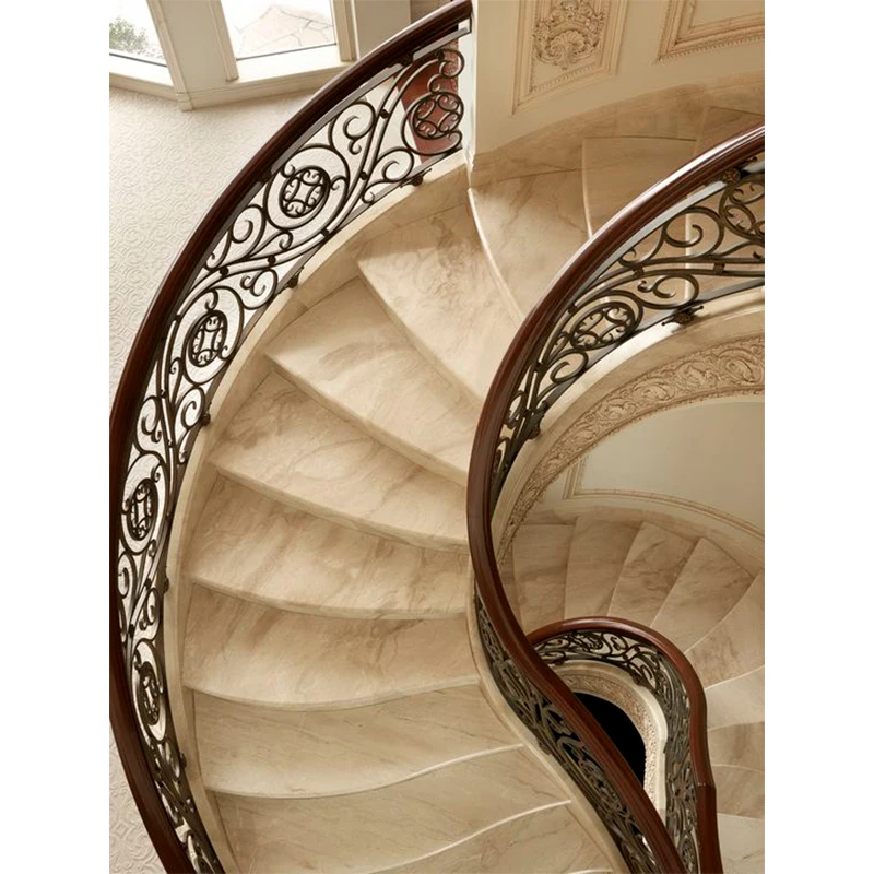 Blh-48 Modern Design Marble Curved Staircase Wrought Curved Glass Staircase Railing For House And Villa