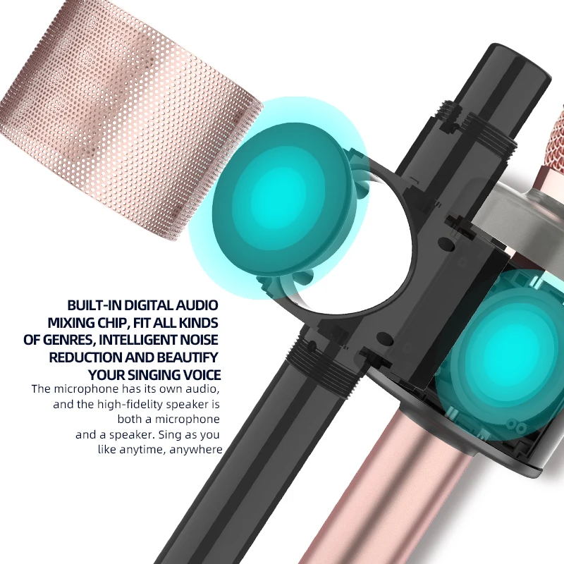 Karaoke Wireless USB Bluetooths Microphone With Screen KTV LED Recording Microphone And Speaker For Family Birthday Party