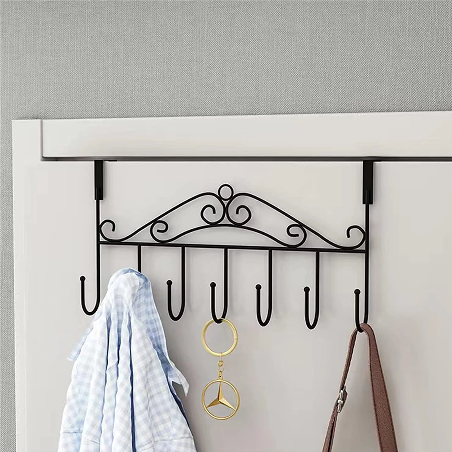 ver The Door Hooks Hanger/Over The Door Towel Rack Coat Rack with 7 Hooks/Metal Hanging Organizer for Clothes Coat Hat Towel.jpg