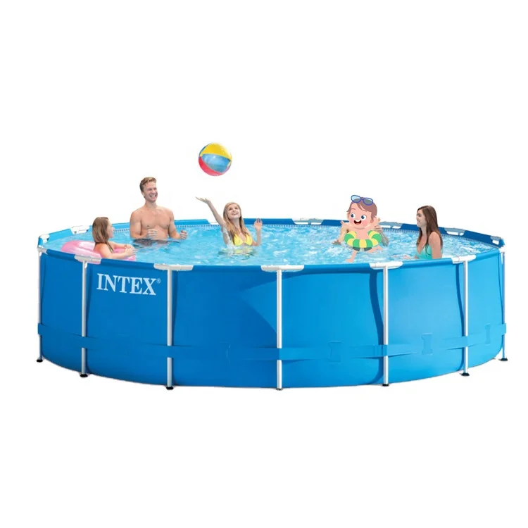 Intex 28200 Round Frame Outdoor Family Inflatable  Above Ground Swimming Pool